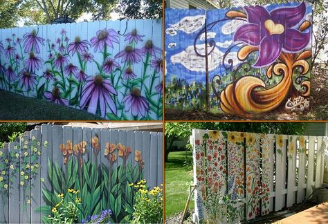 Tired of your old paling fence?  Want more? Check out our collection of fence ideas on our site at http://theownerbuildernetwork.co/fences-sustainable-durable-and-beautiful/ Don’t forget to LIKE, COMMENT, and SHARE with your friends! Garden Mural, Fence Art, Walled Garden, Fence Paint, Fence Decor, Backyard Fences, Kew Gardens, Garden Fencing, Outdoor Wall Decor