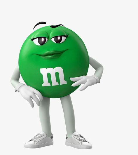 M&m Cartoon, M M Characters, Green M&m Character, Green Characters Cartoon, Green M&m, M&m Tattoo, Hear Me Out Ideas, Green Cartoon Characters, Family Sleepover