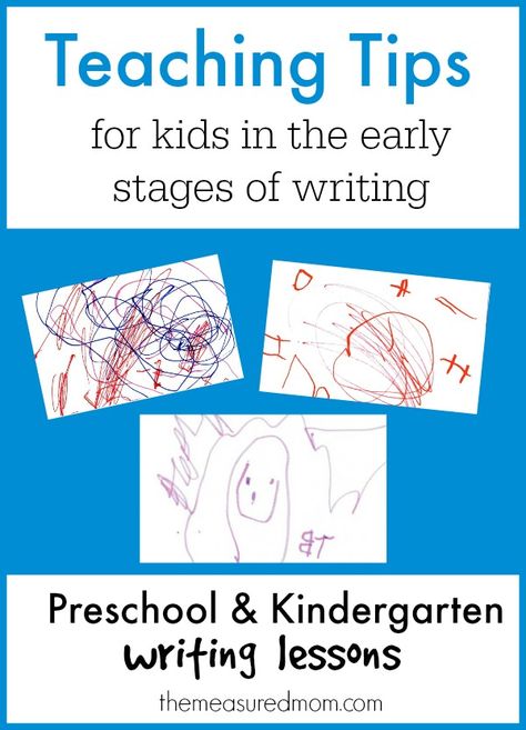 Kindergarten Writing Lessons, The Measured Mom, Measured Mom, Writing Development, Stages Of Writing, Kindergarten Lesson Plans, Preschool Writing, Preschool Literacy, Kindergarten Writing