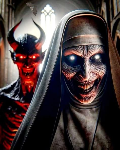 Horror Images Darkness, Evil Nun, Demon Face, Ghost Rider Wallpaper, Evil Pictures, Castle Tattoo, Aztec Tattoo Designs, Dark Evil, Animal Illustration Art