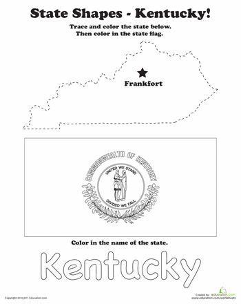 Worksheets: Trace the Outline of Kentucky States Worksheets, Geography Kids, Usa Geography, Homeschooling Kindergarten, Homeschooling Materials, Trace And Color, Social Studies Projects, Geography Worksheets, Map Room