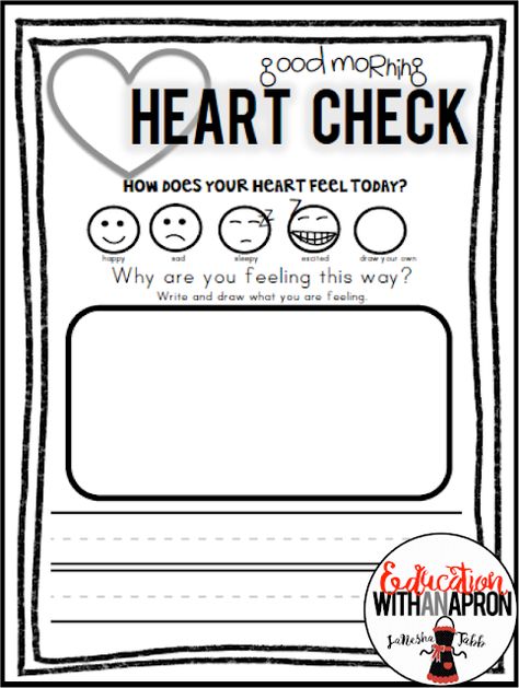 Hearts at Ease, Minds at Peace: A Mental Health Check-In for School – Education With An Apron Morning Check In For Students, Kindergarten Sel, Brain Learning, Beginning Of Year, Sheet Protector, An Apron, Morning Meeting, School Education, At Peace