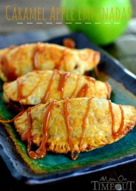 Caramel Apple Empanadas are the perfect way to get in a quick caramel apple fix without all the fuss! | MomOnTimeout.com #caramel #apple Caramel Apple Empanadas, Apple Empanadas, Mini Pies, Pie Dessert, Caramel Apple, Yummy Sweets, How Sweet Eats, Eat Dessert, Fruit Desserts