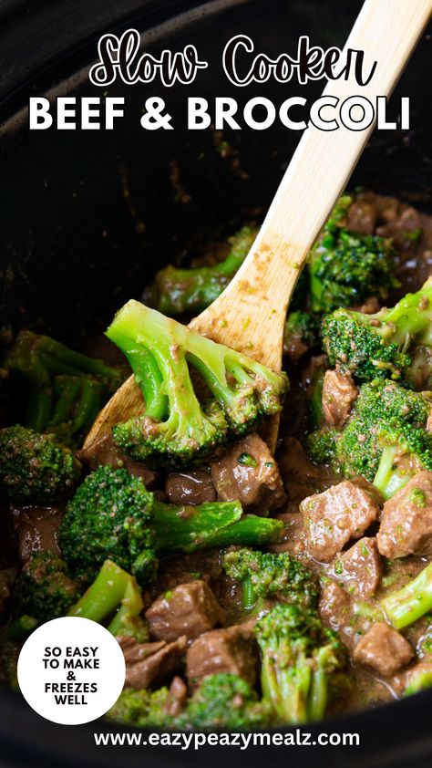 Slow Cooker Beef and Broccoli, 15 minutes of prep for a rich, savory, tender beef and broccoli. Slow Cooker Beef And Broccoli, Slow Cooker Beef Broccoli, Crockpot Beef And Broccoli, Beef Cubes, Beef And Broccoli Recipe, Recipes Broccoli, Recipe Crockpot, Crockpot Recipes Beef Stew, Beef And Broccoli