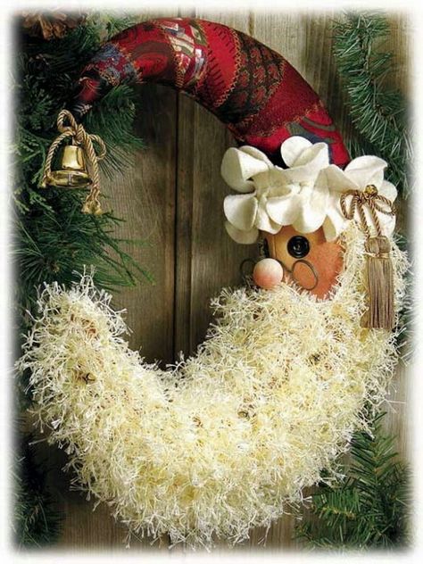 Santa Hantverk Diy, Santa Wreath, Noel Christmas, Christmas Door, Christmas Deco, Xmas Crafts, Christmas Joy, Christmas Inspiration, Holiday Wreaths