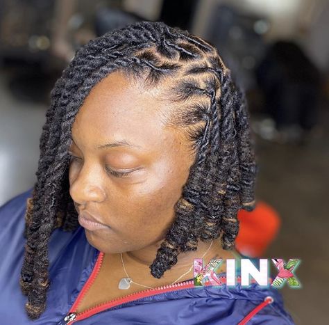 Dread Bob Hairstyle, Loc Knots Styles Bob, Loc Knots, Loc Bob Styles Dreads, Loc Knot Bob, Loc Bob Dreads Black Women, Loc Knots Styles, Loc Bob, Rasta Hair