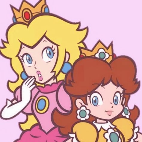 Peach And Daisy Fanart, Peach And Daisy Matching Icons, Peach X Daisy, Princess Peach And Daisy, Iconic Duos Best Friends Cartoon, Mario Princess Daisy, Harmonie Mario, Mario And Princess Peach, Super Princess Peach