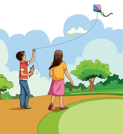 Flying Kite, Kite Flying, Boy And Girl, The Boy, Vector Art, Boy Or Girl, Vector Free, Royalty Free, Clip Art