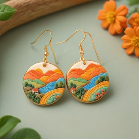 Handcrafted Polymer Clay Landscape Earrings: Nature's Beauty in Miniature ✨ Elevate your style with our handcrafted polymer clay landscape earrings! Each pair is meticulously crafted to capture the serene beauty of nature, making them a unique addition to your jewelry collection. 🌿 🌸 Features: Handmade with love and precision Lightweight and comfortable Hypoallergenic materials Perfect for nature lovers and art enthusiasts 🔗 Shop now and embrace the artistry of nature! #HandmadeJewelry #Po... Polymer Clay Landscape, Clay Landscape, Landscape Earrings, Polymer Clay Painting, Polymer Clay Embroidery, Diy Earrings Easy, Diy Earrings Polymer Clay, Polymer Clay Ornaments, Handmade Clay Jewelry