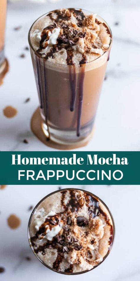 A simple blended coffee drink with all the chocolate and budget friendly--this Homemade Mocha Frappuccino with Sea Salt is the perfect pick me up for any day! #coffee #blendedcoffee #frappuccino #mochafrappuccino Mocha Frappe Recipe, Homemade Mocha, Sea Salt Recipes, Salt Recipes, Homemade Frappuccino, Frappe Recipe, Mocha Frappuccino, Mocha Recipe, Cold Coffee Recipes