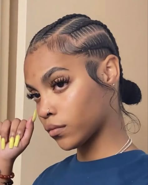 Natural Straight Back Braids, Cornrow Edges, Cornrows With Edges, Feed In Braids, Feed In Braids Hairstyles, Braided Cornrow Hairstyles, Pelo Afro, Feed In Braid, Protective Hairstyles Braids