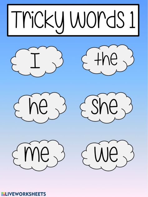 Tricky Words Activities Worksheets, Tricky Words Worksheets, Sight Words Chart Ideas, Tricky Words Activities, Phonics Tricky Words, Jolly Phonics Tricky Words, Phonics Reading Activities, Jolly Phonics Songs, Diy Washi Tape Crafts