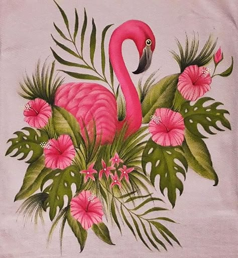 Flamingo Painting On Fabric, Pink Flamingo Wallpaper, Beautiful Pencil Sketches, Gecko Wall Art, Poster Rangoli, Toucan Art, Saree Painting Designs, Fabric Paint Diy, Flamingo Painting