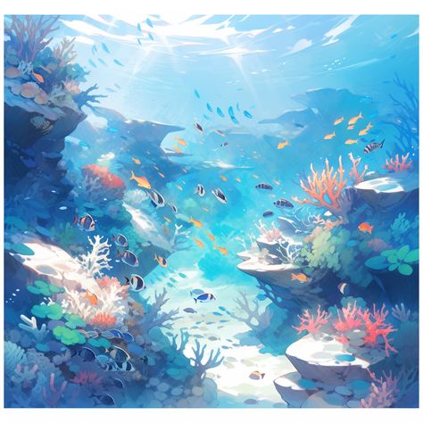 underwater scene with tropical fish and corals @midjourney #midjourneyNiji #aiartgeneratedart #generativeart #generativeartwork #artificialintelligenceai #aiartgenerator #aiartwork #aiartworks #artificialintelligence #midjourney #midjourneyart #midjourneycommunity Under Water Illustrations, Concept Art Underwater, Underwater Illustration Art, Ocean Background Drawing, Animated Underwater, Sea Drawings, Under The Sea Drawings, Aquarium Drawing, Underwater Illustration