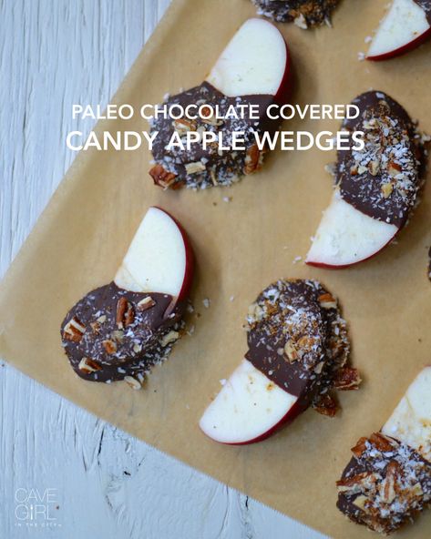 Paleo Candy, Healthier Dessert Options, Paleo Recipes Snacks, Edible Fruit Arrangements, Covered Apples, Cave Girl, Chocolate Covered Strawberry Recipe, Chocolate Covered Apples, Wedges Recipe