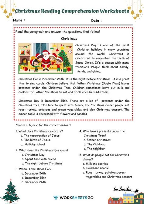 Christmas Reading Comprehension Worksheets Christmas Comprehension Worksheets, Reading Comprehension Grade 4 Worksheets, Reading And Comprehension For Grade 1, Christmas Worksheets 5th Grade, Grade 4 Reading Comprehension Worksheets, Story Of Santa Claus, Holiday Reading Comprehension, 3rd Grade Reading Comprehension Worksheets, Christmas Reading Activities