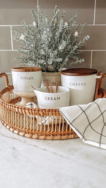 ♡ 𝗔𝘀𝗵𝗹𝗲𝘆 ♡ on Instagram: "Coffee is always a good idea! ☺️ . . Here’s a simple coffee setup✨ 👉🏻 Tray is from: @hometaffy 👉🏻Cloth Napkin: @worldmarket . . . #coffeeisalwaysagoodidea #coffeetray #coffeetime #butfirstcoffee #coffeecorner #kitchendecor #hometakestime #homesteadhaven #kitchenidea #kitchentrends #kitchenlighting #kitchentools #kitchenlove #kitchentips" Coffee Pot Tray Ideas, Coffee Setup On Counter, Coffee Spot In Kitchen, Simple Coffee Corner, Coffee Bar Tray, Coffee Pot On Counter Ideas, Tea Bar Ideas, Coffee Tray Ideas, Tea Corner Ideas