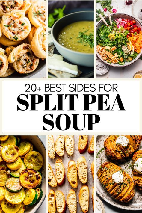 Wondering what goes with split pea soup a side? I’ve got you covered with this handy guide of tasty (and easy!) side dish recipes. Split Pea Side Dish, Canned Pea Recipes Side Dishes, Split Pea Recipes, Simple Split Pea Soup, Split Soup Pea, Andersen Split Pea Soup, Chardonnay Food Pairing, Homemade Garlic Bread Recipe, Oven Baked Chicken Legs