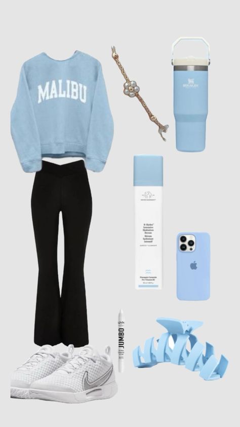 Light Blue Preppy Outfit, Preppy Outfits For School Spring, Preppy Blue Outfits Aesthetic, Preppy Outfits Blue, Light Blue Outfit Ideas, Blue Preppy Outfit, Intro Pics, Twin Day Outfits, Church Camp Outfits