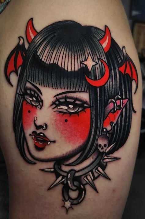 Aesthetic Tattoo Ideas, Vampire Tattoo, Tattoo Apprenticeship, Goth Tattoo, Demon Tattoo, Fantasy Tattoos, Flash Tattoo Designs, Creepy Tattoos, Pin Up Tattoos