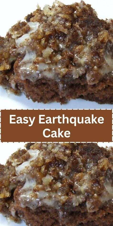 earthquake-cake Recipe Using Chocolate Cake Mix, German Chocolate Cake Icing, Chocolate Cake Icing, Earthquake Cake Recipes, 13 Cake, Earthquake Cake, Devils Food Cake Mix Recipe, Welcome To My Kitchen, Cake Mix Desserts