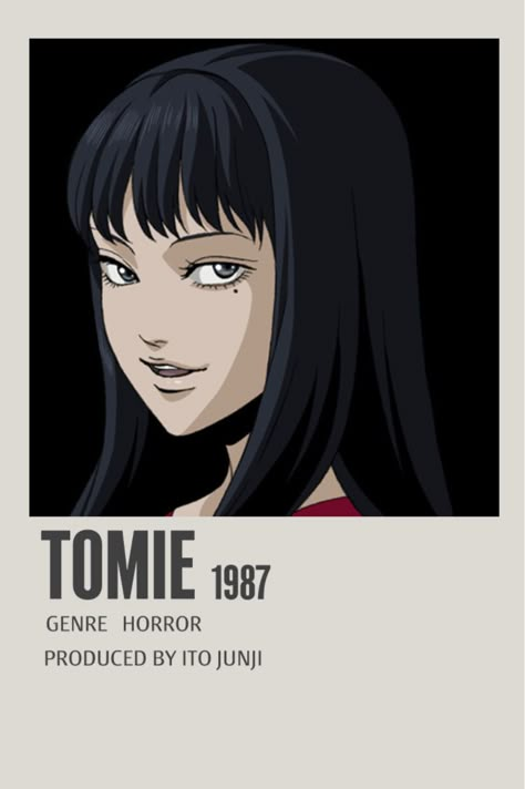 Junji Ito Minimalist Poster, Name From One Piece, Phycological Anime, Tomie Poster, Tomie Horror, Anime Watchlist, Ito Junji, Anime Recs, Anime Cards