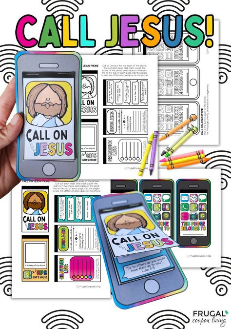 Call on Jesus Cell Phone Craft Printable Activity Flipbook | Bible Craft for Kids Digital DownloadHelp kids engage with their faith in a fun and interactive way! This printable Call on Jesus Cell Phone Craft is perfect for Sunday School, homeschool, or as a meaningful activity at home. With this unique Bible craft, children can design their own cell phone and connect with Jesus through creative apps!What's Included in the Cell Phone Bible Craft: Base Page: The printable cell phone template says Flipbook Template, Vacation Bible School Crafts For Kids, Jesus Clears The Temple Craft For Kids, Interactive Bible Lessons For Kids, Kids Cell Phone Contract, Jesus Walked On Water Craft Kids, Phone Craft, Creative Apps, Jesus Crafts