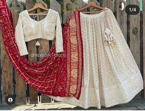 Long Scurt Top Design Western, Onam Outfit Lehanga, White And Red Chaniya Choli, Red White Lehenga Choli, Traditional Choli For Wedding, White Chaniya Choli Indian Weddings, Chickenkari Lehenga, White Chikankari Lehenga, Chaniya Choli Designs Weddings