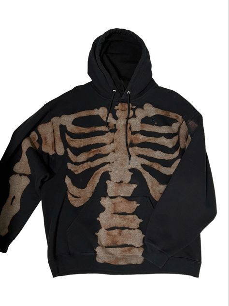 Bleach Skeleton Hoodie, Bleach Skeleton, Hoodie Bleach, Bleach Hoodie, Skeleton Hoodie, Skeleton Sweatshirt, Hoodie Diy, Diy Clothes, Skeleton