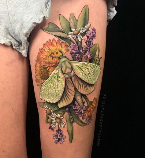 Puriri Moth, Botanical Tattoo Design, Jagua Henna, Flower Tattoo Ideas, Insect Tattoo, Moth Tattoo, Geniale Tattoos, Tatuaje A Color, Botanical Tattoo