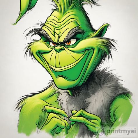 Mischievous Expression, Grinch Drawing, The Grinch, Grinch, Drawings, Green, Art