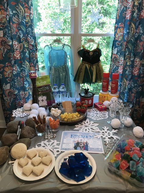 Disney movie Night Frozen.  The table spread Frozen Movie Night, Frozen Theme Movie Night, Disney Movie Night Menu Enchanted, Disney Dinner And Movie Night Frozen, Disney Dinner And Movie Night Cards, Frozen Night Disney Cruise, Disney Movie Night, Frozen Movie, Family Movie Night