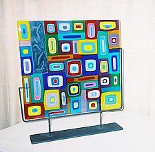 Collage with Drawings by Barbara Galazzo (Art Glass Sculpture) (21" x 18.5") Colorful Sculpture, Glass Frit Painting, Frit Painting, Glass Frit, Fused Glass Panel, Collaborative Art Projects, Window Drawing, School Auction, Fused Glass Artwork