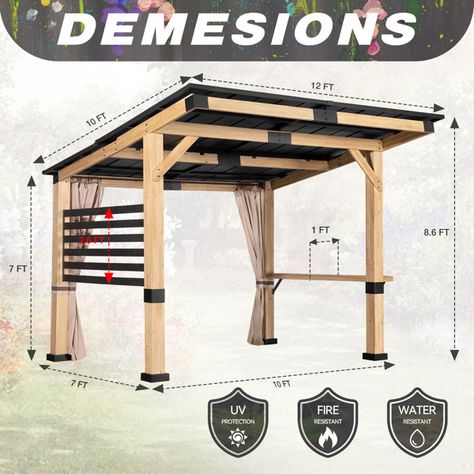 Angled Roof, Wood Gazebo, Hot Tub Gazebo, Wood Grill, Grill Gazebo, Hardtop Gazebo, Wood Pergola, Wood Frame Construction, Patio Gazebo