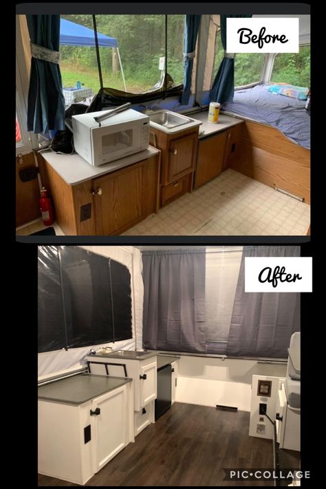 Pop Up Camper Remodel Before And After, Diy Popup Camper, Diy Pop Up Camper Remodel, Small Pop Up Camper Remodel, How To Remodel A Camper, Remodel Camper, Small Pop Up Campers, Pop Up Camper Remodel, Tent Trailer Remodel