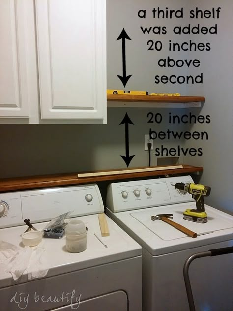 Laundry Room Redo, Decorate House, Laundry Room Storage Shelves, Tiny Laundry Rooms, Room Storage Diy, Laundry Room Closet, Laundry Room Shelves, Laundry Room Renovation, Garage Laundry