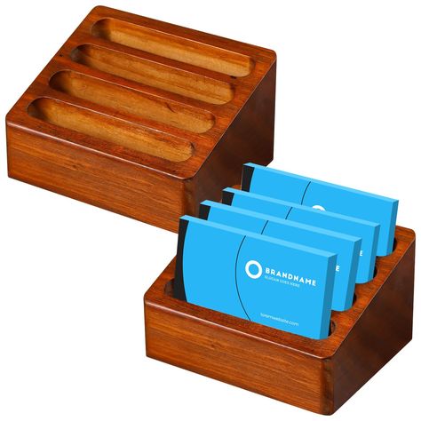 PRICES MAY VARY. Package Include: you'll get 2 wooden card holder stands, each with four card slots, measuring 4.5 x 3.7 x 2.5 inches, enough to meet your daily use and replacement needs, or you can share them with your family and friends Quality Material: made of quality wood, our wood card holder is reliable and strong, not easy to break or deform; It can hold a large number of business cards, and can be applied for a long time, also, keep your desk clean Helpful Design: our simple desk card h Business Card Holder Display, Business Card Display, Wooden Business Card Holder, Wooden Business Card, Business Card Displays, Business Card Stand, Business Card Organizer, Card Stand, Wood Card