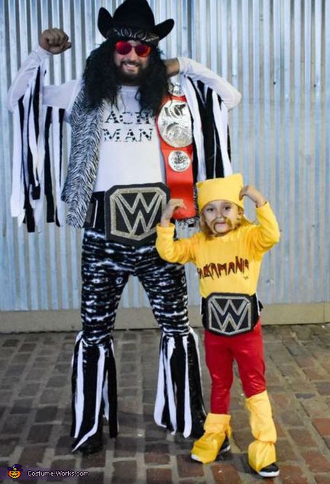 Wrestling Brothers Costume Wwe Family Halloween Costumes, Diy Wrestling Costumes, Wrestling Family Costumes, Family Wrestler Costumes, Wwe Family Costumes, Wrestling Halloween Costumes, Hulk Hogan Costume, Wwe Costumes, Appearance Goals