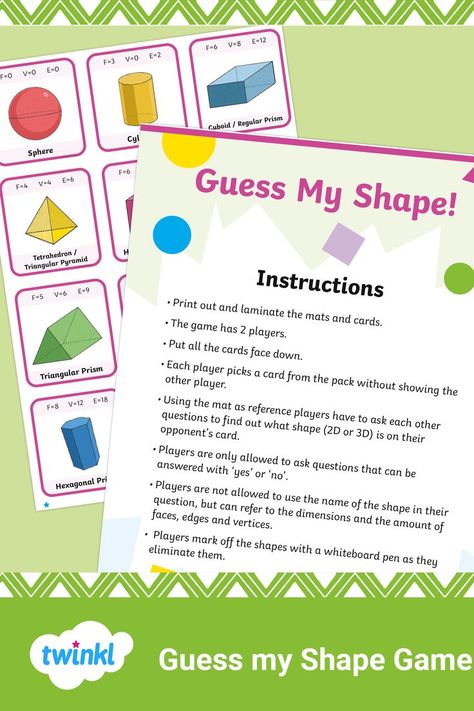 3d Shape Games, Yes And No Questions, Triangular Prism, Shape Games, Unit Plan, 3d Shapes, 3d Shape, Math Concepts, Home Activities