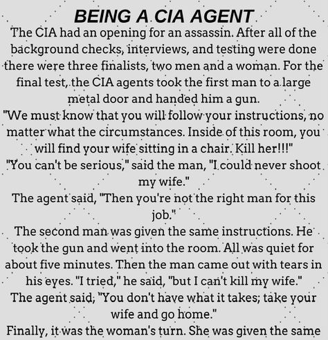 I WANT TO BE IN THE CIA – A SHORT FUNNY STORY - Cia Agent Outfit, Funny Short Stories, Short Funny Stories, Naval Intelligence, Cia Agent, Party Characters, Mystery Party, Funny Story, Awesome Quotes