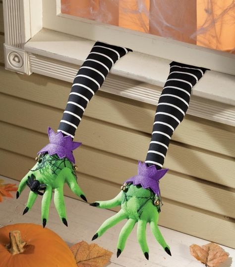 Pair Of Witch Arms Halloween Decoration Porta Halloween, Halloween Witch Legs, Halloween Garden Decorations, Halloween Lawn, Bricolage Halloween, Halloween Entertaining, Casa Halloween, Adornos Halloween, Fall Halloween Crafts