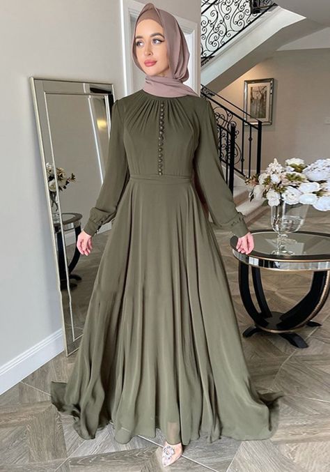 Item NO.: ZX_21663Price: US$ 19.13Category: Islamic ClothingColor: White, Olive Green, black, pink, purple, BurgundySize: S, M, L, XL, 2XLDescription: ChiffonDetail: This Fashion Double Chiffon Robe Patchwork Button Long Dress (Without Headscarves) Is a Great Buy For Ladies.Global Lover Offer High-End Wholesale Islamic Clothing And Hope Ladies Find Here a Warm And Exciting Place To Shop Affordable Wholesale Muslim Clothing - Cheap Modest Dresses, Kaftan, Abaya, Hijab Robe...When You Need More Mu Habits Musulmans, Chiffon Long Dress, Fashion Muslim, Muslim Outfits, Muslim Dress, Women Long Sleeve Dress, Islamic Clothing, Chiffon Long Sleeve, Dresses By Length