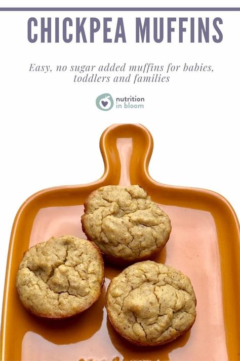 Chickpea Muffins With Bananas — Nutrition in Bloom | Childhood Nutrition Expert Chickpea Muffins Healthy, Banana Chickpea Muffins, Chickpea Blw Recipes, Blw Chickpeas, Muffins With Bananas, Chickpea Muffins, Bean Food, Banana Nutrition, Daycare Meals