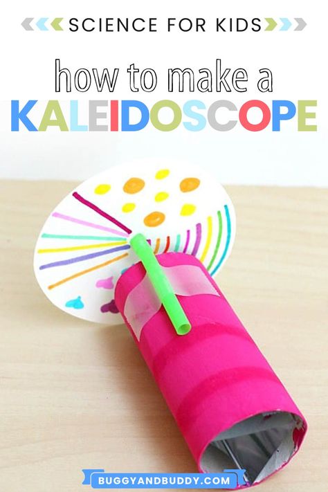 This DIY kaleidoscope using a toilet paper roll is a fun science activity and craft that teaches all about light, symmetry and reflection in a hands-on way. Younger children might need help with this STEAM activity, while second grade, third grade, fourth grade and up can do this STEM activity on their own. #stem #steam #scienceforkids #lightscience #craftsforkids #kidscrafts #handsonlearning Homemade Kaleidoscope, Steam Ideas, Science Activity, Stem Steam, Science Activities For Kids, Toilet Paper Roll Crafts, Engineering Projects, Paper Roll Crafts, Stem Science