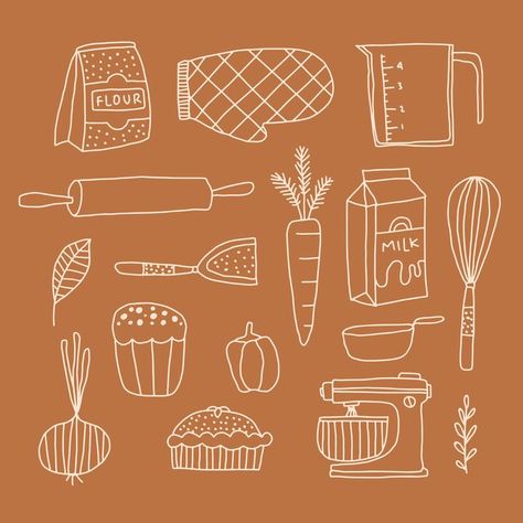 Hand Drawn Packaging Design, Baked Goods Illustration, Cookie Illustration Design, Bakery Illustration Drawings, Baking Logo Design Bakery Branding, Bakery Graphics, Bakery Graphic Design, Pastry Branding, Bakery Branding Logo