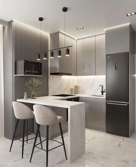 Tiny Kitchen Design, Modern Minimalist Kitchen, Kitchen Ideas Dark Cabinets Espresso, Minimalist Kitchen Design, Kitchen Remodel Inspiration, Kitchen Remodel Ideas, Kitchen Interior Design Modern, Kitchen Cabinet Remodel, Modern Kitchen Cabinets