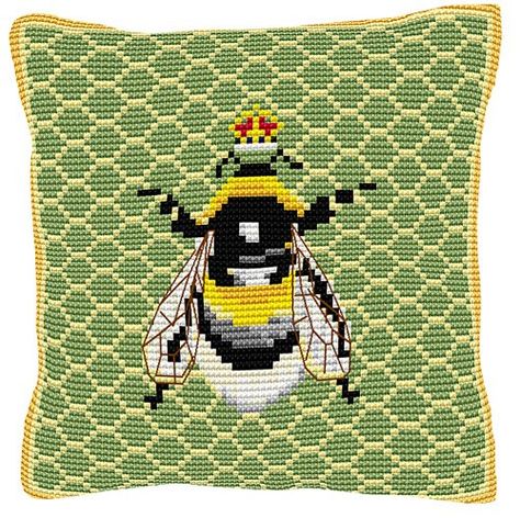 Brigantia Needlework Bumble Bee Bumble Bee Cross Stitch, Bee Tapestry, Quick Cross Stitch, Bee Items, Bee Cross Stitch, Honey Pots, Wool Tapestry, Tapestry Cushion, Tapestry Kits