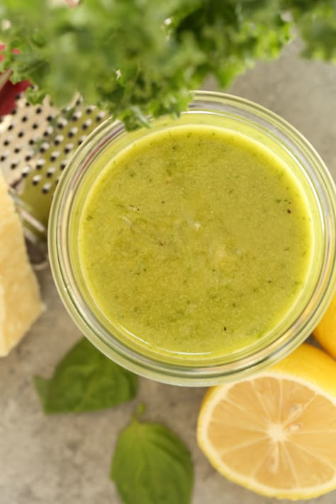 Lemon Basil Vinaigrette Dressing, August Food, Salads Dressing, Lemon Basil Vinaigrette, Lemon Salad Dressings, Delicious Healthy Salads, Salad Dressing Recipes Healthy, Lemon Salad, Basil Vinaigrette