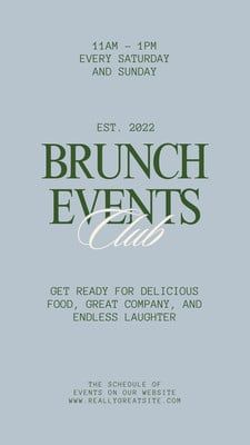 Green and Blue Animated Minimalistic Brunch Events Club Instagram Reel - Templates by Canva Instagram Reel Template, Reel Template, Drinks Poster, Brunch Event, Brunch Club, Luxury Stationery, Instagram Reel, Minimal Poster, Social Club