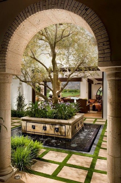 Luxury Mediterranean Homes, Tuscan Interior, Spanish Courtyard, Rustic Mediterranean, Mediterranean Exterior, Mediterranean Interior Design, Mediterranean Interior, Patio Pergola, Mediterranean Landscaping